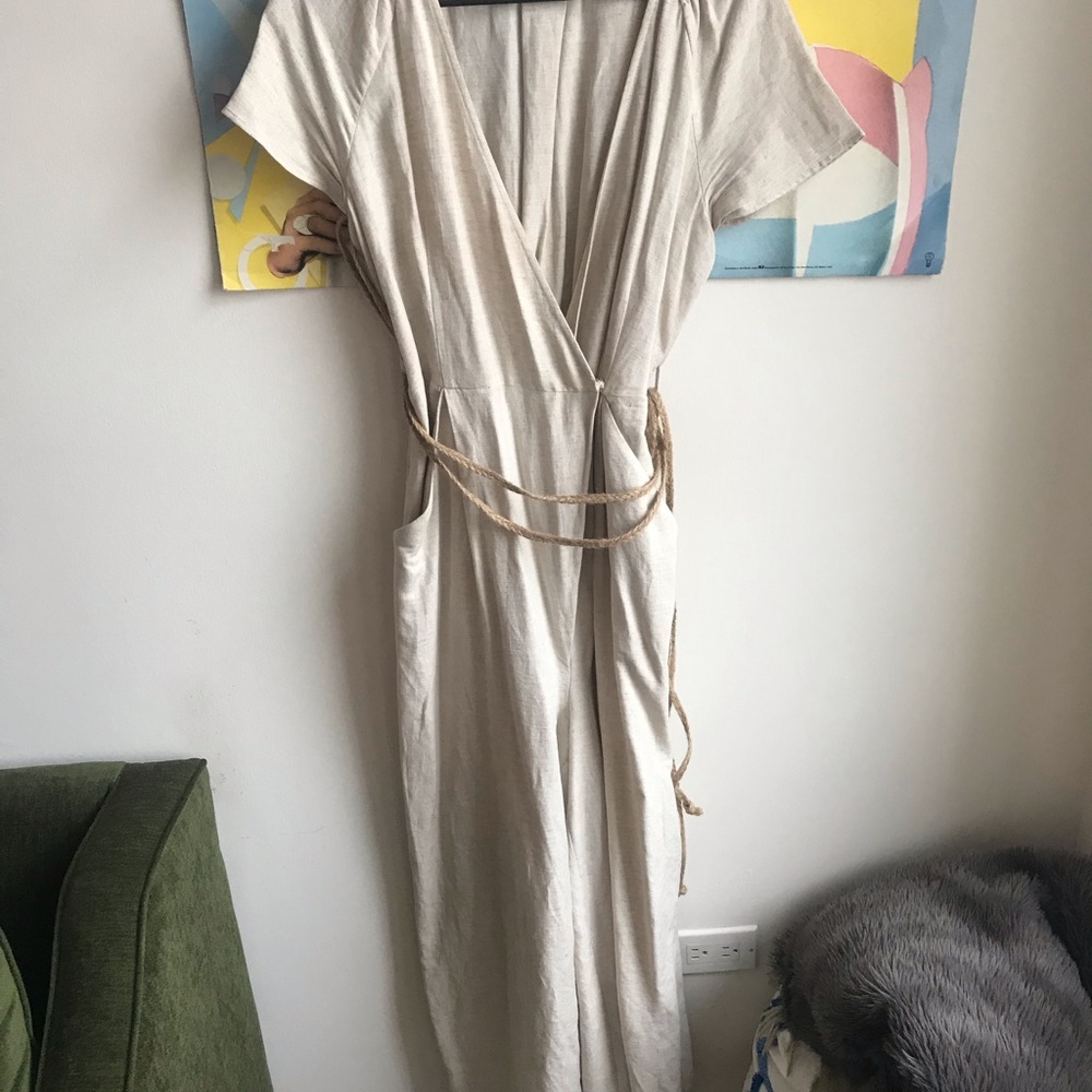 Zara Linen Jumpsuit w Belt (Size M)